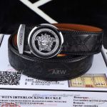Perfect Fake Versace Engraved Leather Belt - SS Diamond Buckle 
